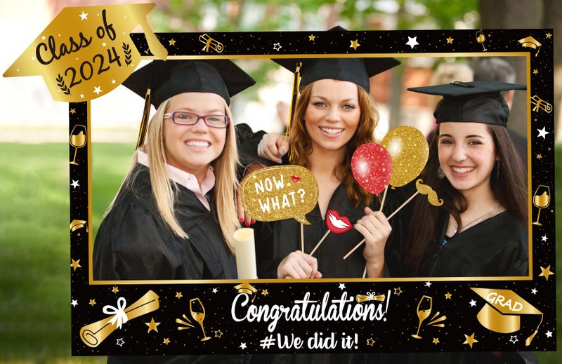 Geefuun Large Size Graduation Photo Frame + 14 Congrats Photo Booth Props Party Supplies - Grad Class of 2024 Decorations Favors (Assembly Needed) - Image 4